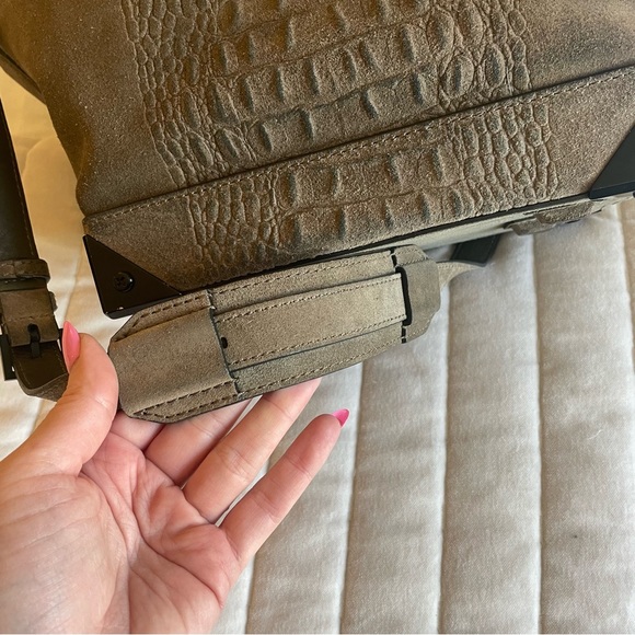 Alexander Wang Emile Suede Satchel Croc Embossed Leather olive green - Picture 5 of 11